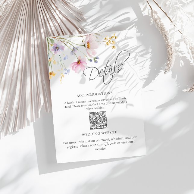 D'accompagnement Carte de détails de mariage à code QR pour prairie (Créateur téléchargé)