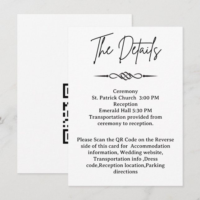 D'accompagnement Carte de détails de mariage à flèche en entrelacs  (Devant / Derrière)