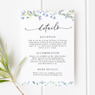 D'accompagnement Carte de détails de mariage à fleurs bleues