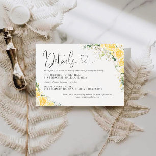 D'accompagnement Carte de détails de mariage à fleurs jaunes élégan