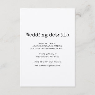 D'accompagnement Carte de détails de mariage à la machine à écrire 