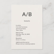 Carte de détails de mariage à la mairie moderne mi