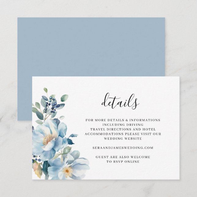 D'accompagnement Carte de détails de mariage à la peinture florale (Devant / Derrière)