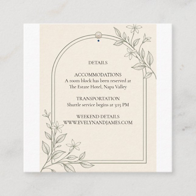 D'accompagnement Carte de détails de mariage à l'arche botanique d' (Devant)
