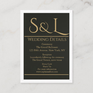D'accompagnement Carte de détails de mariage à monogramme Dark Luxe