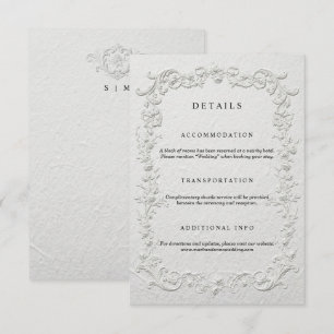 D'accompagnement Carte de détails de mariage à motif floral en reli