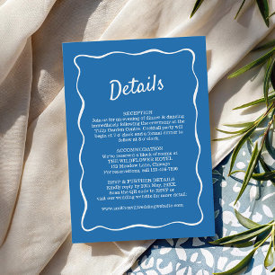 D'accompagnement Carte de détails de mariage à rayures rétro bleues