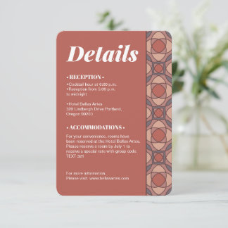 D'accompagnement Carte de détails de mariage Art Déco au Marsala et