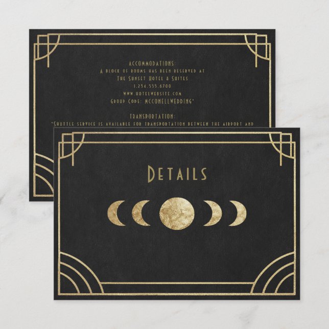 D'accompagnement Carte de détails de mariage art déco céleste (Devant / Derrière)