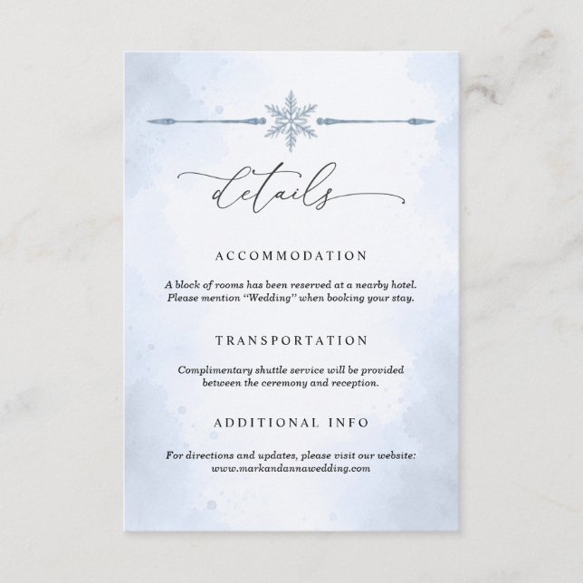 D'accompagnement Carte de détails de mariage au bouleau gelé (Devant)