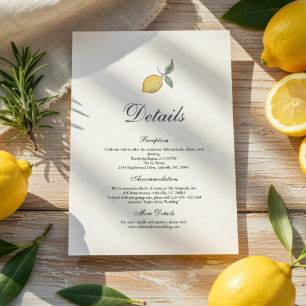 D'accompagnement Carte de détails de mariage au citron Côte itali
