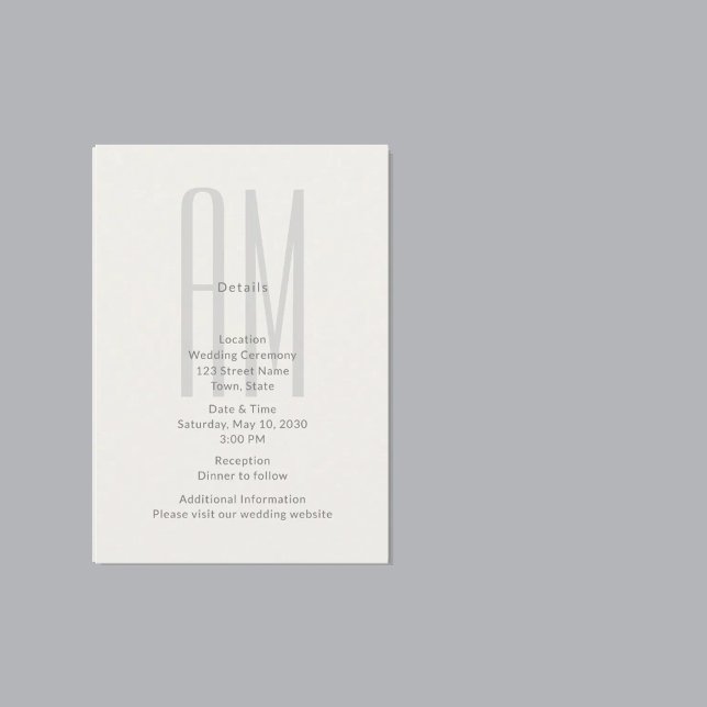 D'accompagnement Carte de détails de mariage au monogramme architec (Créateur téléchargé)