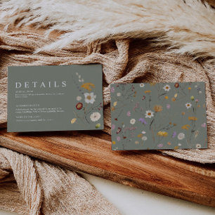 D'accompagnement Carte de détails de mariage aux fleurs sauvages ve