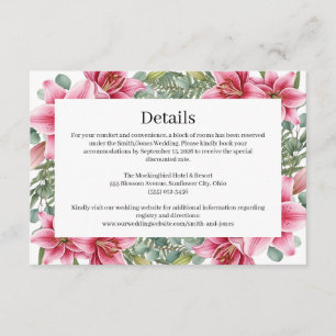 D'accompagnement Carte de détails de mariage aux lys Stargazer