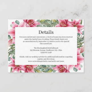 D'accompagnement Carte de détails de mariage aux lys Stargazer