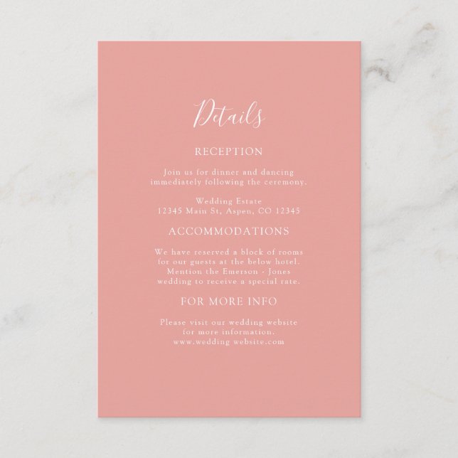 D'accompagnement Carte de détails de mariage aux pêches (Devant)