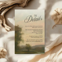 Carte de détails de mariage avec art de paysage