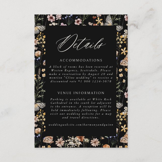D'accompagnement Carte de détails de mariage avec cadre Boho (Devant)