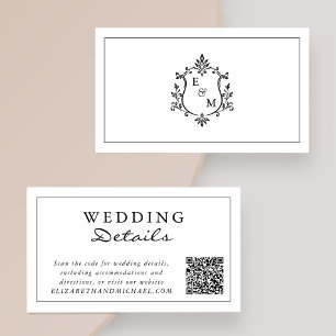 D'accompagnement Carte de détails de mariage avec code QR et monogr
