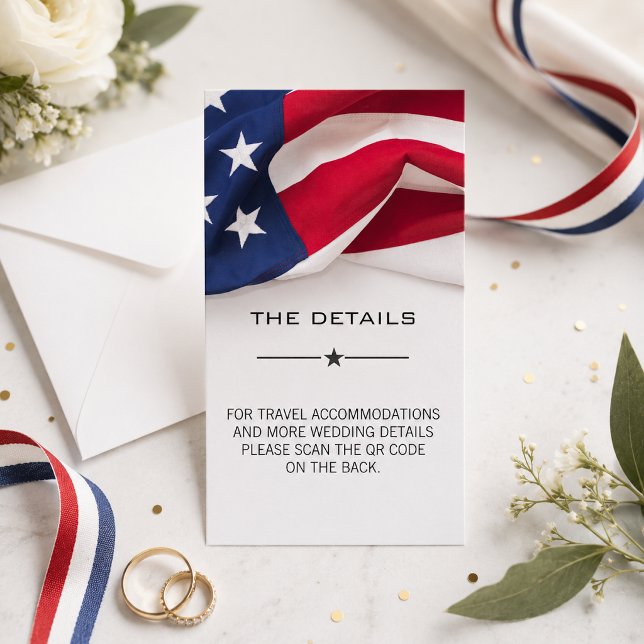 D'accompagnement Carte de détails de mariage avec drapeau américain (Créateur téléchargé)