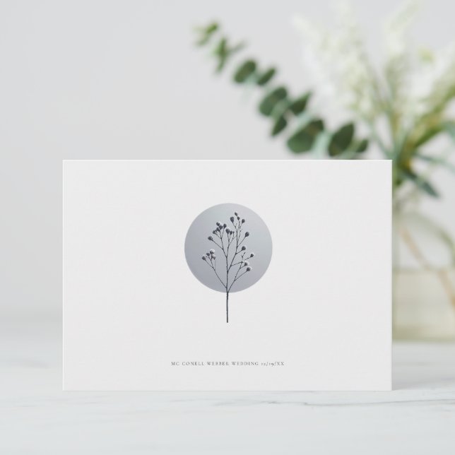 D'accompagnement Carte de détails de mariage avec fleurs enneigées (Debout devant)