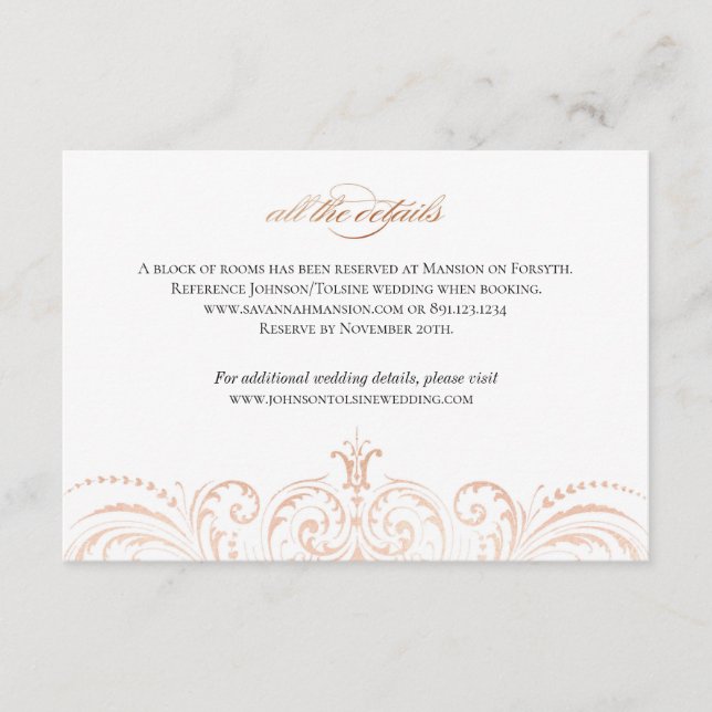 D'accompagnement Carte de détails de mariage avec insert en feuille (Devant)