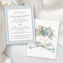Carte de détails de mariage avec monogramme et hyd