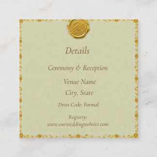 D'accompagnement Carte de détails de mariage avec sceau de cire dor