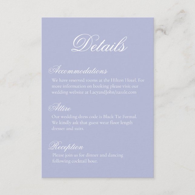 D'accompagnement Carte de détails de mariage bleu (Devant)