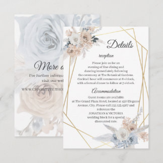 D'accompagnement Carte de détails de mariage bleu poussiéreux beige