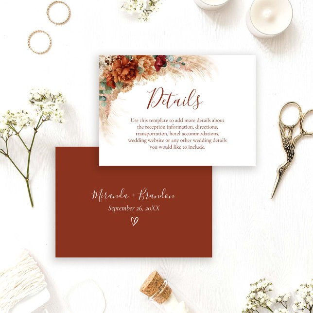 D'accompagnement Carte de détails de mariage bohème avec calligraph (Créateur téléchargé)