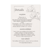 Carte de détails de mariage botanique minimaliste