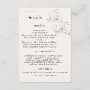 D'accompagnement Carte de détails de mariage botanique minimaliste 
