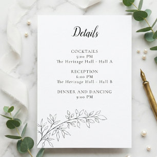 D'accompagnement Carte de détails de mariage botanique minimaliste