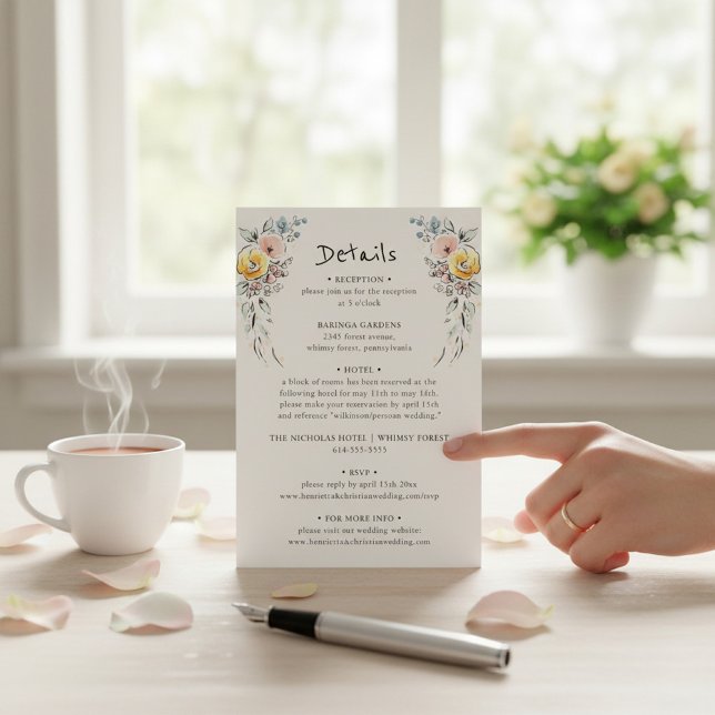 D'accompagnement Carte de détails de mariage botanique Pastel Bloss (Créateur téléchargé)