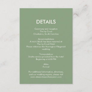 D'accompagnement Carte de détails de mariage botanique vintage Dé