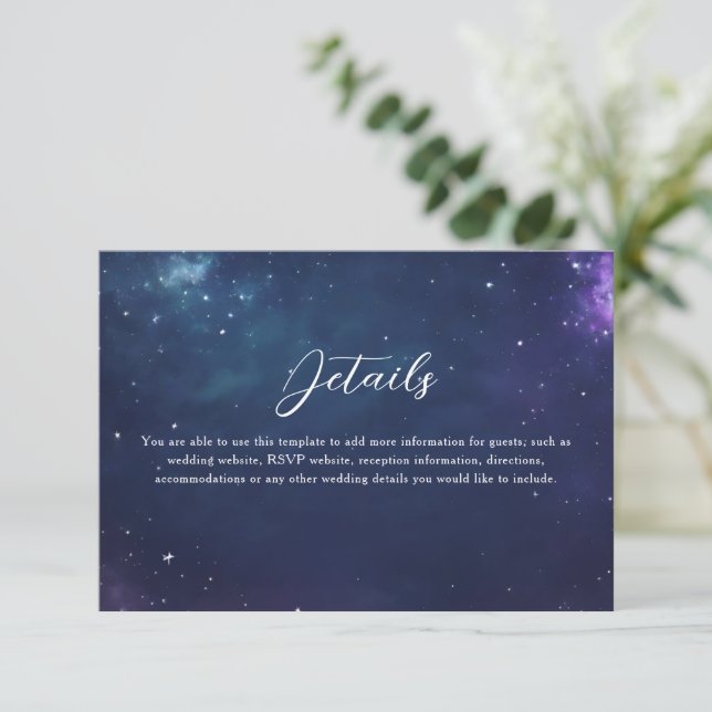 D'accompagnement Carte de détails de mariage céleste avec monogramm (Debout devant)