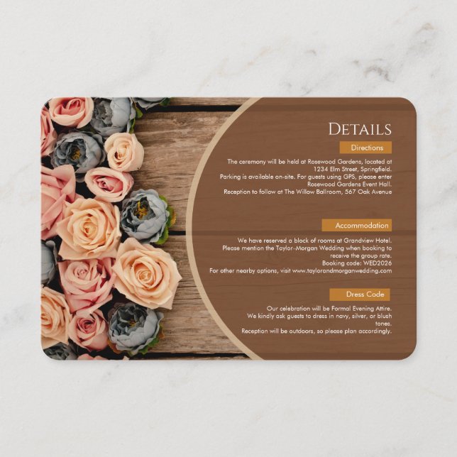 D'accompagnement Carte de détails de mariage Charme Rustique (Devant)