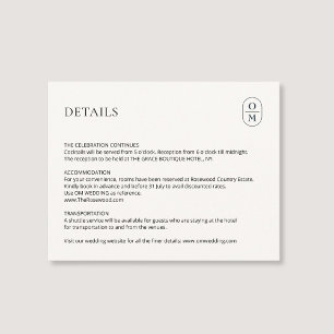 D'accompagnement Carte de détails de mariage chic et minimaliste av