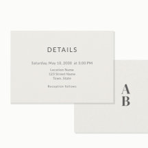 Carte de détails de mariage civil moderne minimali