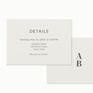 D'accompagnement Carte de détails de mariage civil moderne minimali