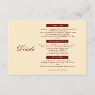 D'accompagnement Carte de détails de mariage Classic Romance