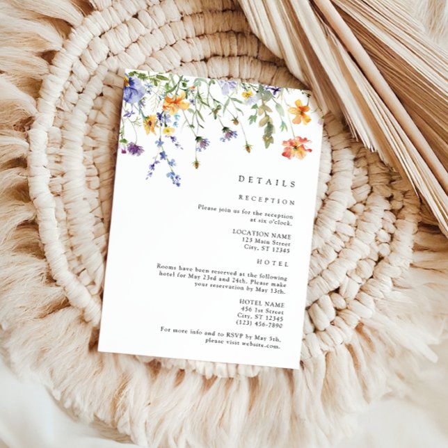 D'accompagnement Carte de détails de mariage de fleurs sauvages d'é (Créateur téléchargé)