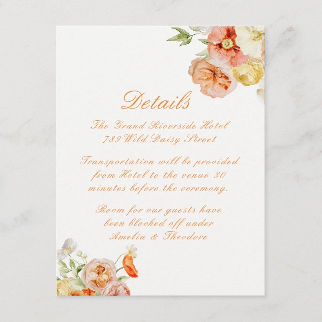 D'accompagnement Carte de détails de mariage de jardin d'été Ranunc (Devant)