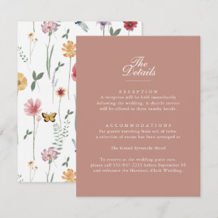 D'accompagnement Carte de détails de mariage de jardin rose