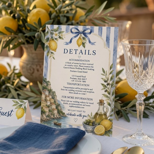 D'accompagnement Carte de détails de mariage de luxe sur la côte it (Créateur téléchargé)