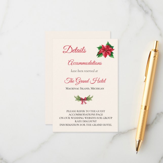 D'accompagnement Carte de détails de mariage de Noël (Devant/Arrière en situation)