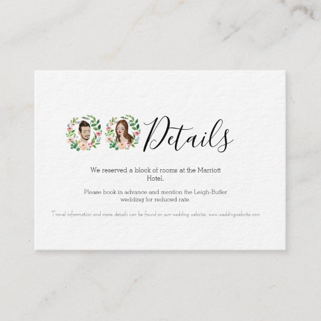 D'accompagnement Carte de détails de mariage de plage illustrée (Devant)