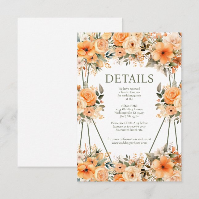 D'accompagnement Carte de détails de mariage d'été en pêche (Devant / Derrière)