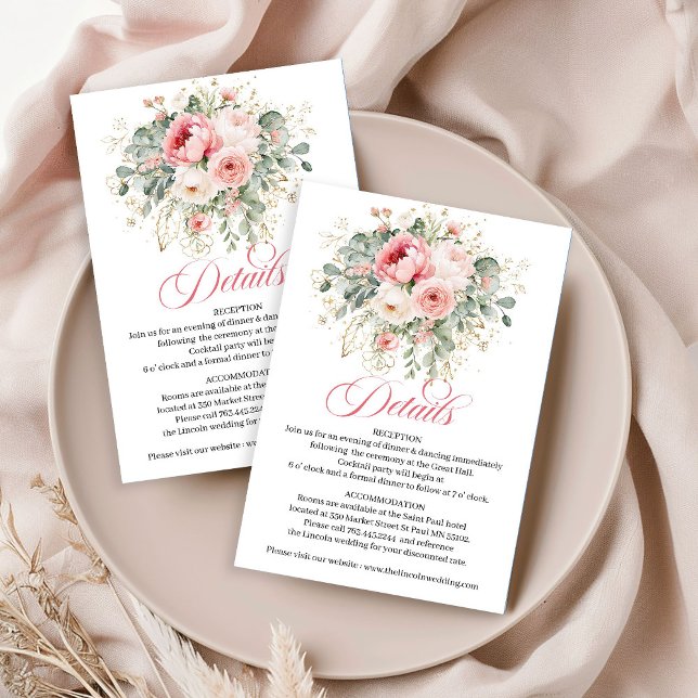 D'accompagnement Carte de détails de mariage Elegant Greenery Blush (Elegant Greenery Blush Wedding Details Card)